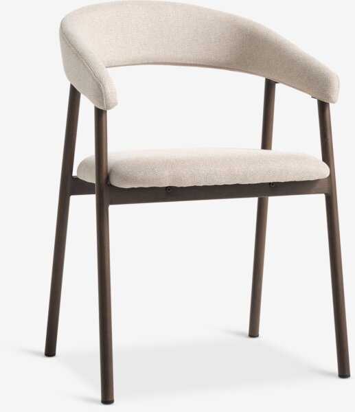 Dining chair EJSING beige fabric/dark oak
