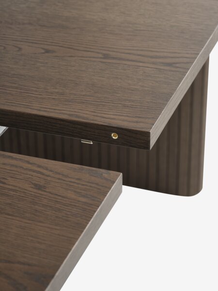 LYNGVIG L180/260 mörk ek + 4 RAMSING beige/krom