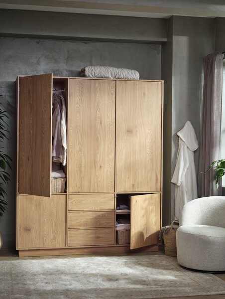 Kleiderschrank TRANUM 180x214 5 Türen 3 Schubl. Eichenfarbe