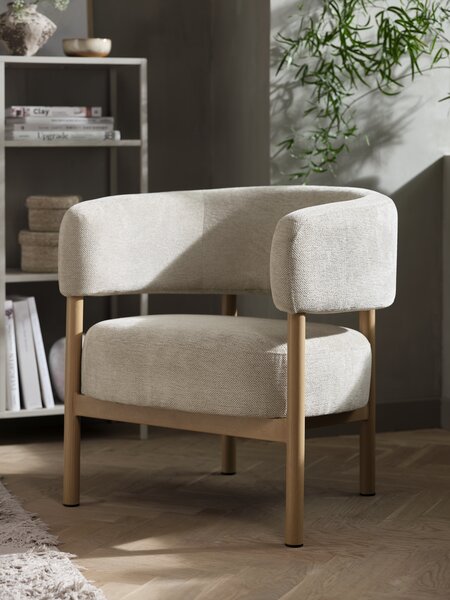 Armchair DALSTRUP beige fabric/natural oak colour