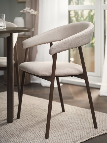Dining chair EJSING beige fabric/dark oak