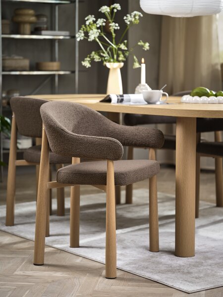 Matstol ROUST mörk sand tyg/natur ekfärg