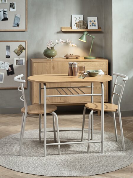 BREDSTRUP L92 bord + 2 BREDSTRUP stol beige/varm eik