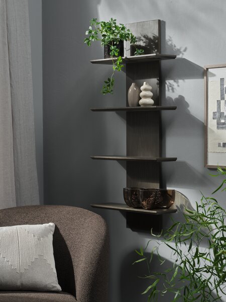 Wandplank BORUM 4 schappen donker eiken kleur