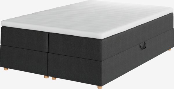 Letto boxspring 140x200 SKAUMA + FLYA Grigio-40 Molto rigido