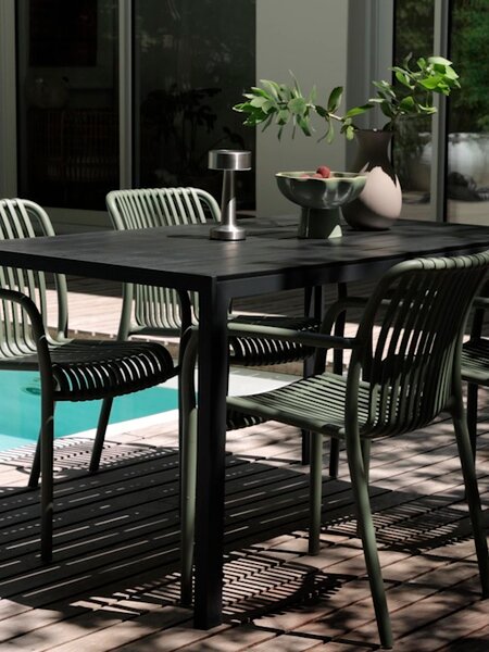 JERSORE L140 table black + 4 NABBEN chair olive green