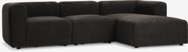 Modular sofa SKEJBY 3 pers. chaise longue dark brown