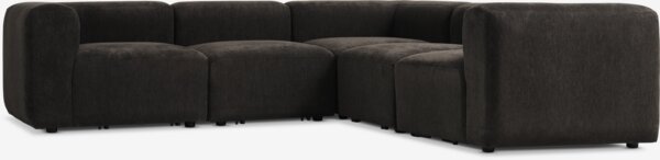 Modular sofa SKEJBY 5 pers. corner dark brown fabric