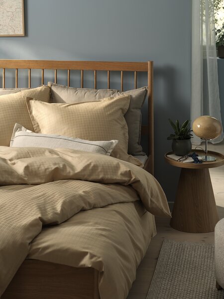 Påslakanset i satin INGEBORG 150x210 ljus kaki