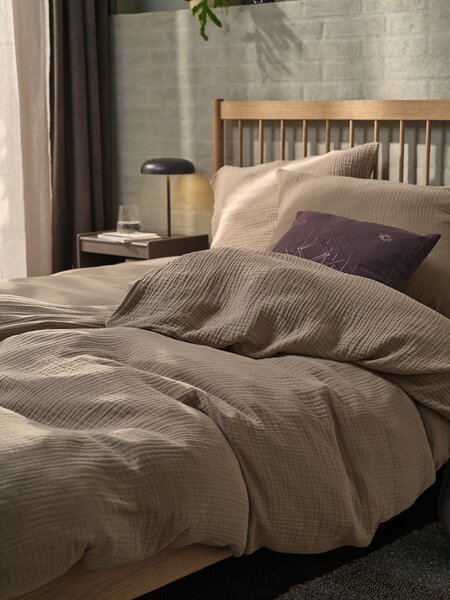 Duvet cover set MALIN Muslin DBL dark sand