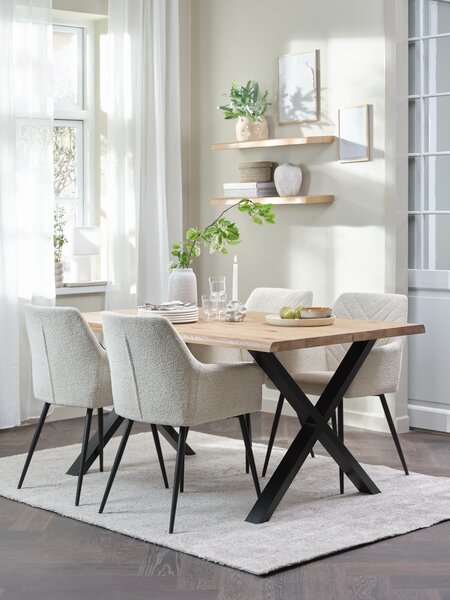 ROSLEV L160 table natural oak + 4 PURHUS off-white