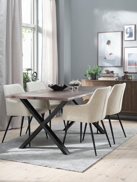 ROSLEV L160 table dark oak + 4 PURHUS chairs off-white