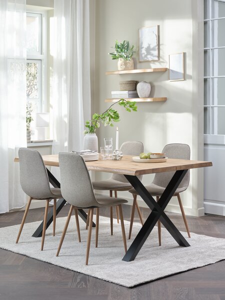 ROSLEV L160 table natural oak + 4 BISTRUP chairs sand