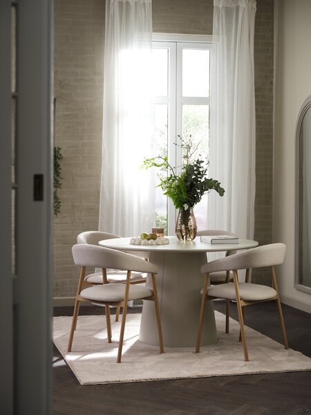KLIPLEV D120 travertine + 4 EJSING beige/natural oak