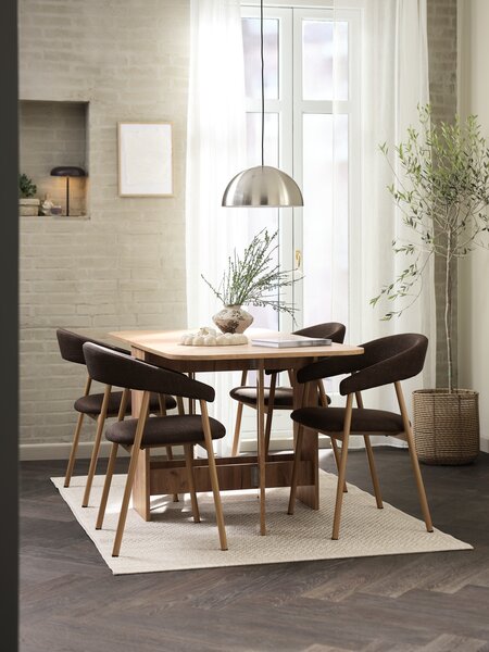 ALLING L100/163 bord varm eik + 4 EJSING stol mørk brun