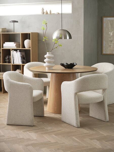 KLIPLEV D120 table natural oak + 4 GANTRUP chairs beige
