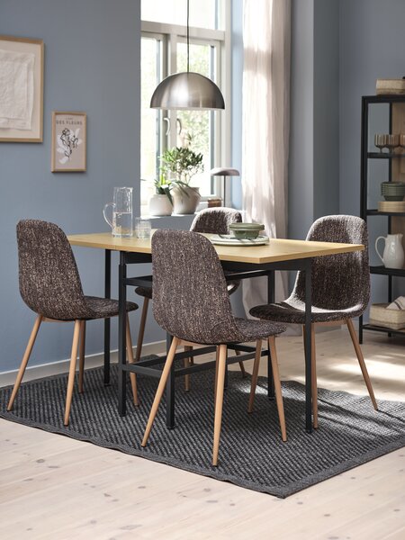 FOLDINGBRO L130 table warm oak + 4 JONSTRUP dark brown
