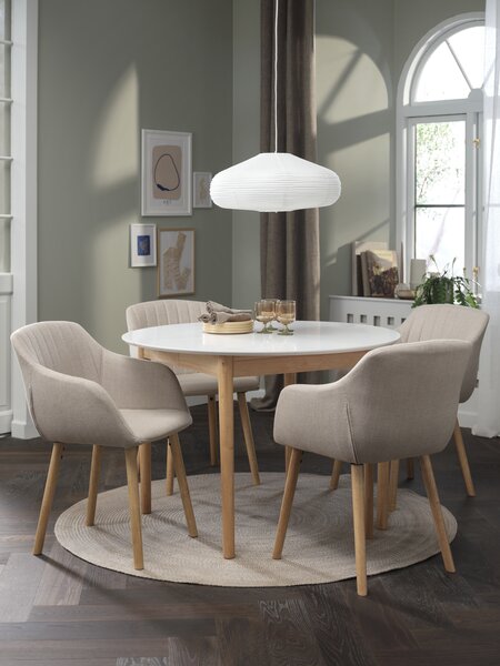 MARSTRAND D110 table white + 4 ADSLEV chairs beige
