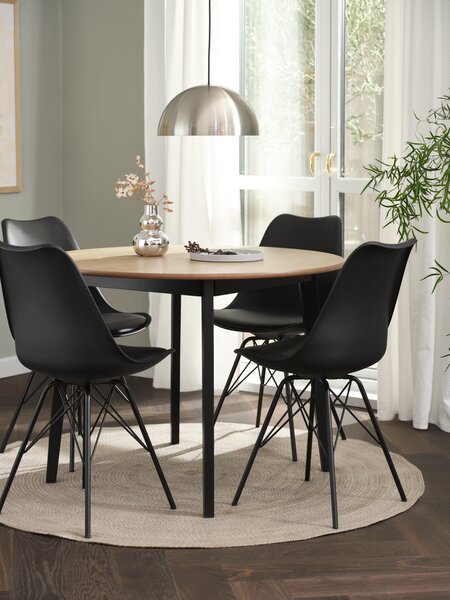 JEGIND D105 table natural oak/black + 4 KLARUP black