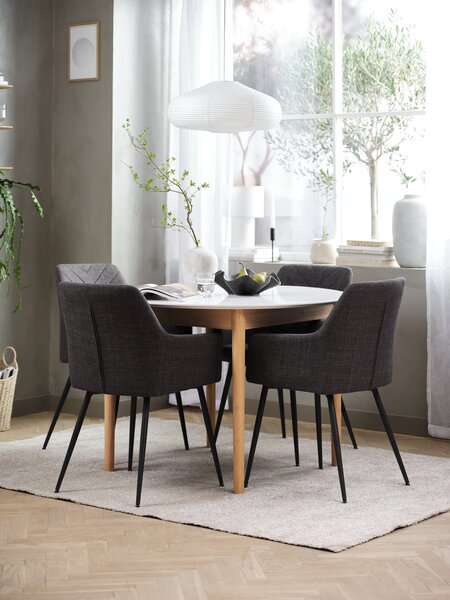 MARSTRAND D110 white + 4 PURHUS chairs grey/black
