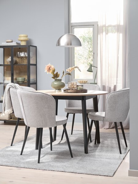 JEGIND D105 natural oak/black + 4 RISSKOV light grey