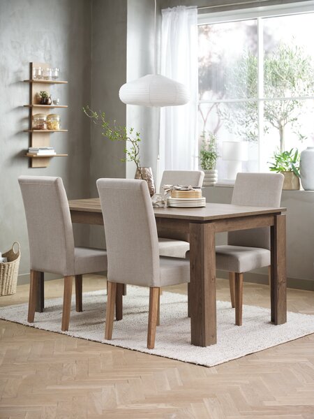 VEDDE L160 table wild dark oak + 4 TUREBY chairs beige