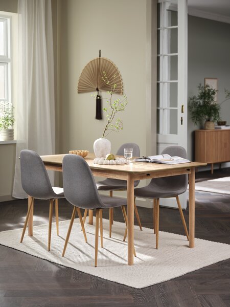 NORDENSKOV L160/240 Tisch natur Eiche + 4 JONSTRUP grau