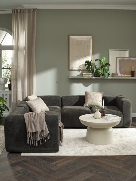 Modular sofa SKEJBY 5 pers. corner dark brown fabric