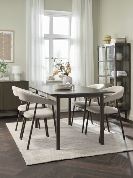 ALSTED L160 bord mørk eik + 4 EJSING stol beige/mørk eik