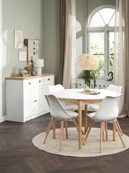 Buffet MARKSKEL 3 portes blanc/coloris chêne naturel sauvage