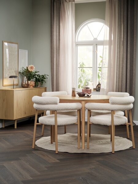 MARSTRAND ÁTM110 asztal natúr tölgy + 4 BREUM törtfehér