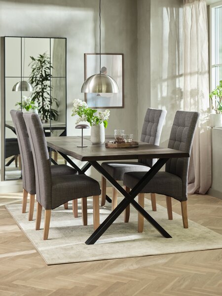 ROSLEV L200 bord mörk ek + 4 BJERREBY stolar grå