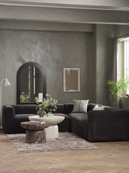 Modular sofa SKEJBY 5 pers. corner dark brown fabric