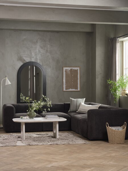 Modular sofa SKEJBY 5 pers. corner dark brown fabric