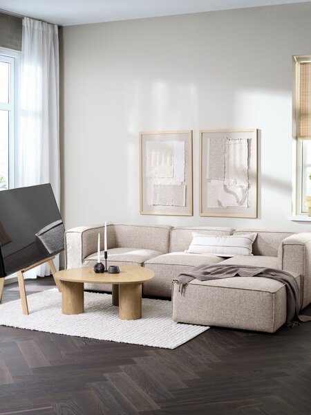 Canapé modulable SKIBBY 3 pers. méridienne tissu sable