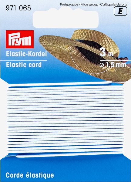 Elastik rund 1,5mm 3m/pk hvid