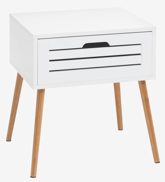 Bedside table BROBY 1 drawer bamboo color/white