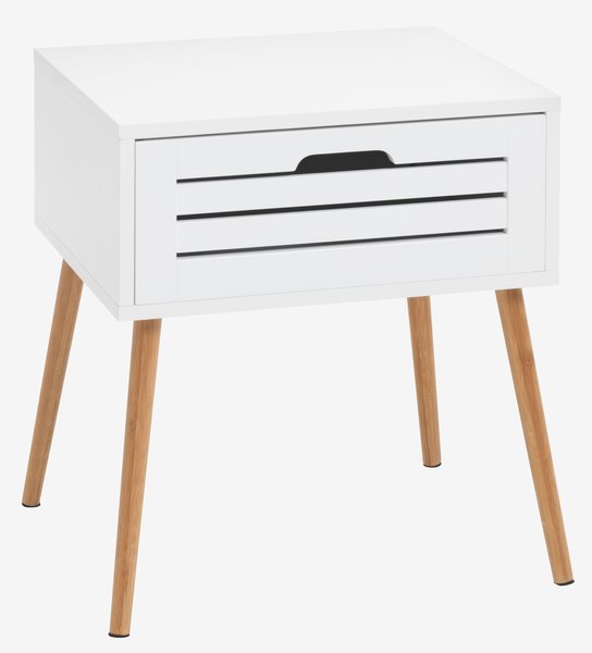 Table de nuit BROBY 1 tiroir coloris bambou/blanc