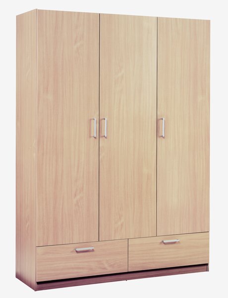 Wardrobe ELLESTED 144x200 3 doors 2 drawers oak colour