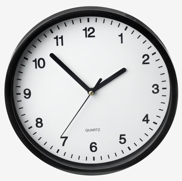 Reloj de pared ELVART Ø22cm negro/blanco