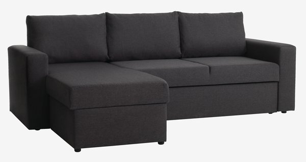 Sofá-cama chaise-longue MARSLEV tecido cinzento escuro