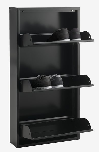 Shoe cabinet HALLENSLEV 3 compartments black