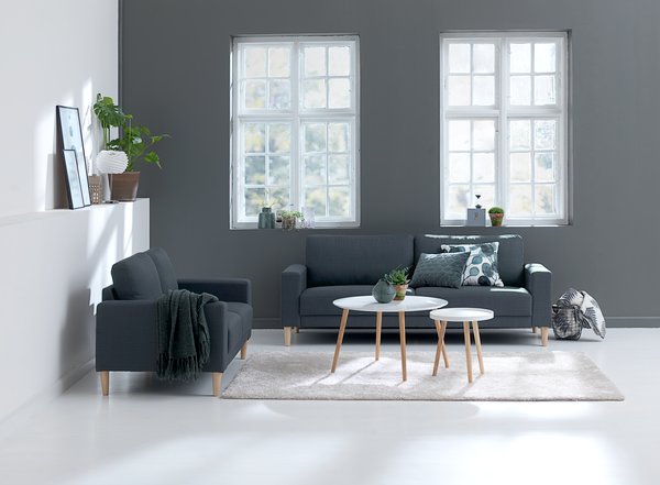 Sofa EGENSE 3 seater dark grey fabric