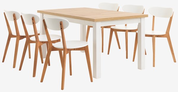 Jedálenský stôl MARKSKEL 150/193 biela/dubová farba