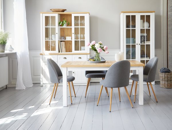 Dining table MARKSKEL 150x193 white/oak colour