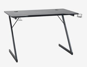 Herný stôl HALSTED 60x120 držiak na pohár a slúchadlá čierna