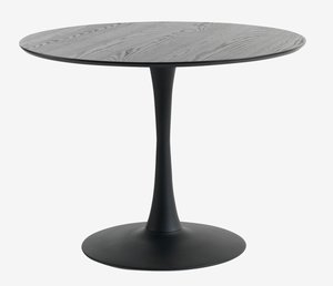 Jedilniška miza RINGSTED Ø100 črna- jesenov furnir