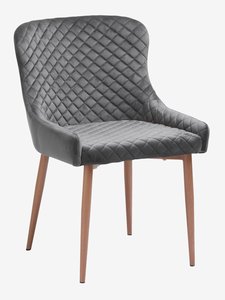 Dining chair PEBRINGE velvet grey/oak