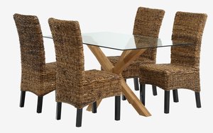 AGERBY H160 asztal tölgy + 4 TORRIG szék natúr/barna