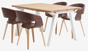 SKAGEN C150 mesa branco/carvalho + 4 HOLSTEBRO cadeiras cast